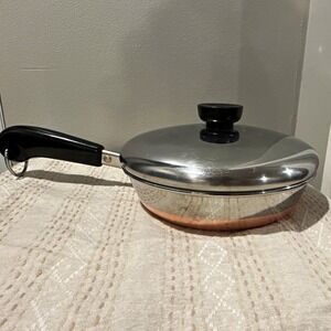 Revere Ware 1801 7" Copper Bottom Stainless Steel Frying Pan Skillet w/Lid